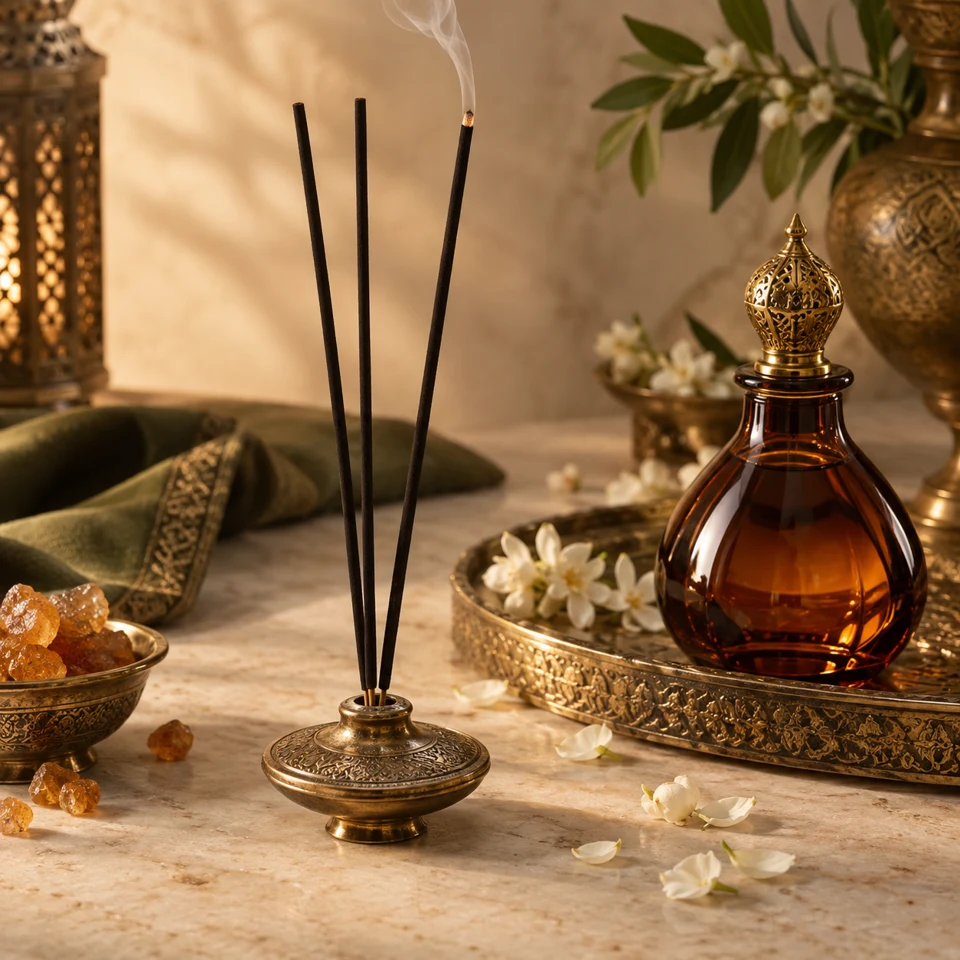 Amber and musk fragrance agarbatti